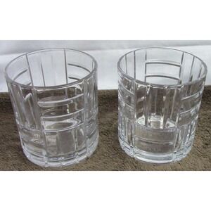 Set Of 2 Vintage Studio Crystal Old Fashioned Lowball Glasses